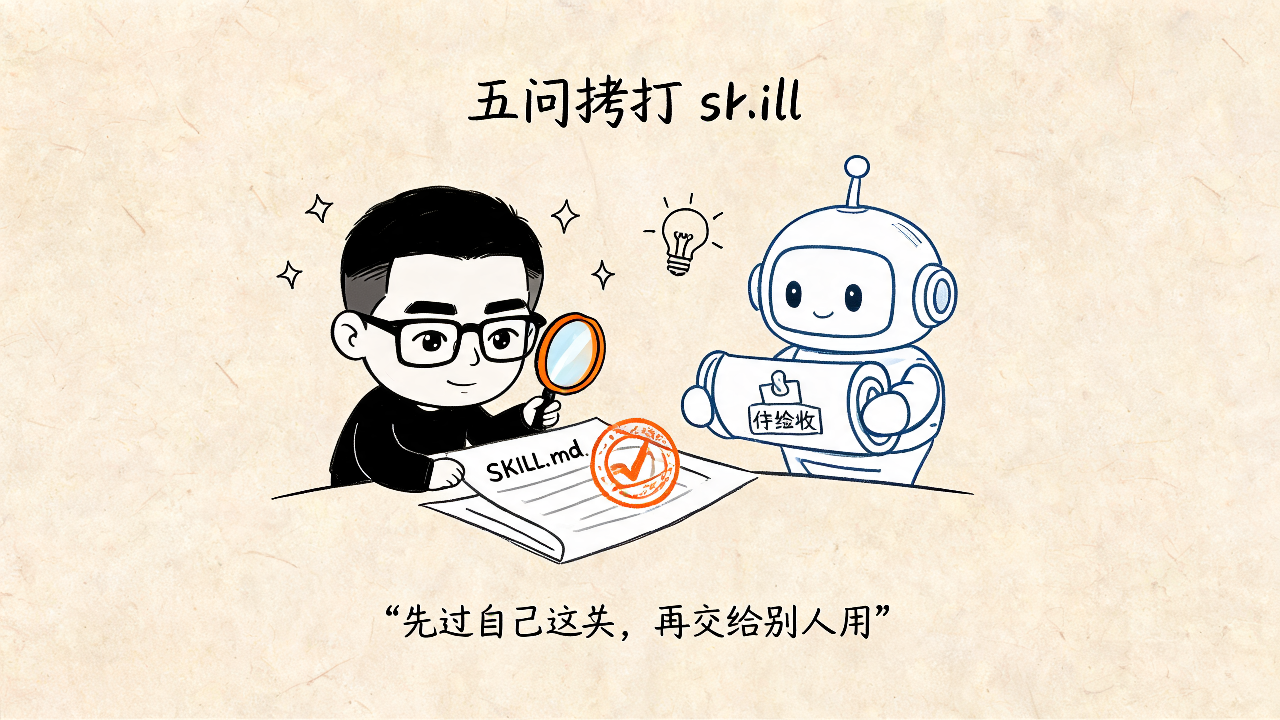 用五问拷打自己的 skill：先过自己这关再交给别人用